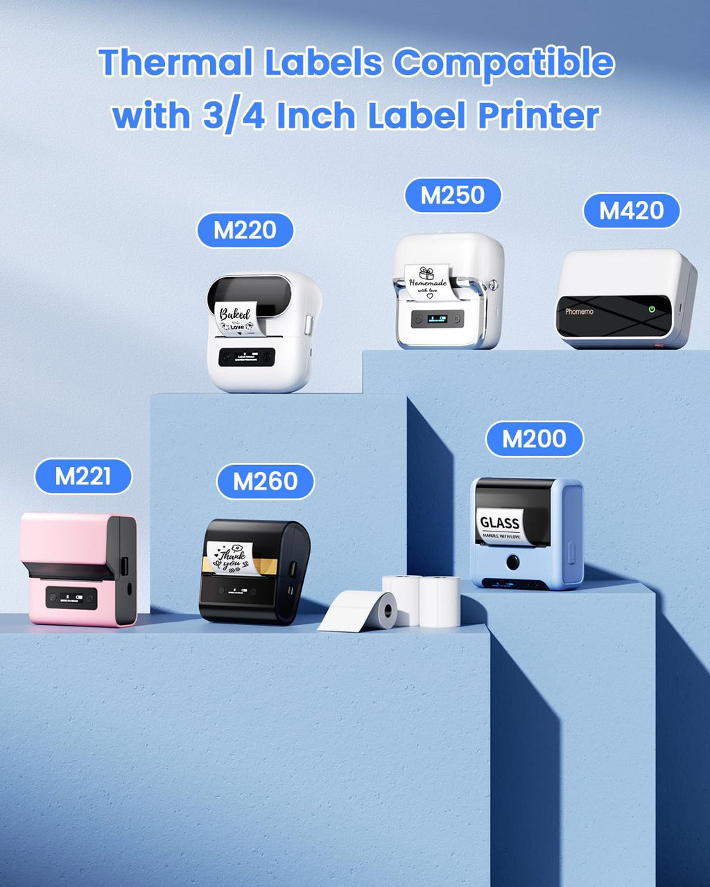 Phomemo M220 Labels 3 Rolls,2.75'' x 3.14'', for M220/M250/M221, 270 PCS - Image 4