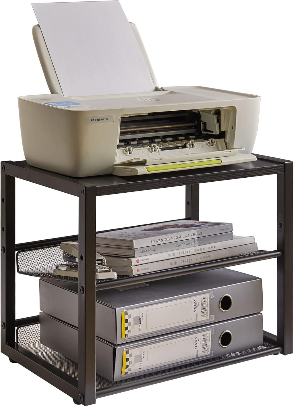 YMYNY 3 Tiers Desktop Printer Stand, Black17.32 x 13.78 x 11.02" by YMYNY