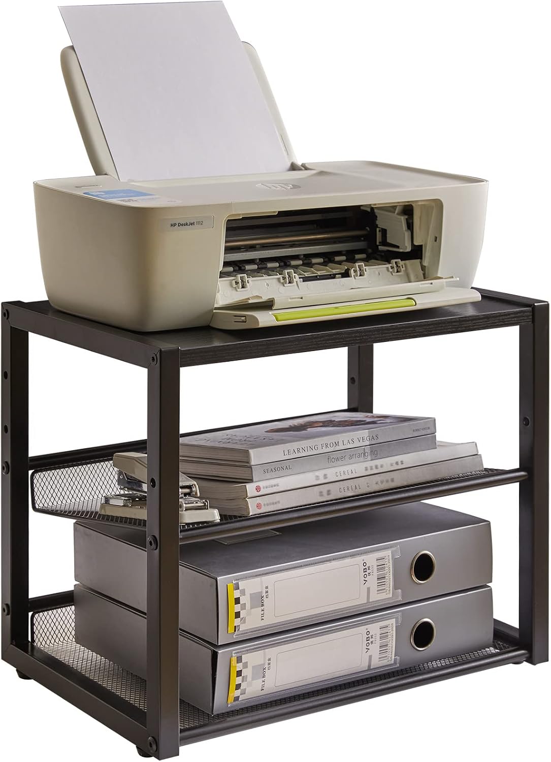 YMYNY 3 Tiers Desktop Printer Stand, Black17.32 x 13.78 x 11.02" by YMYNY