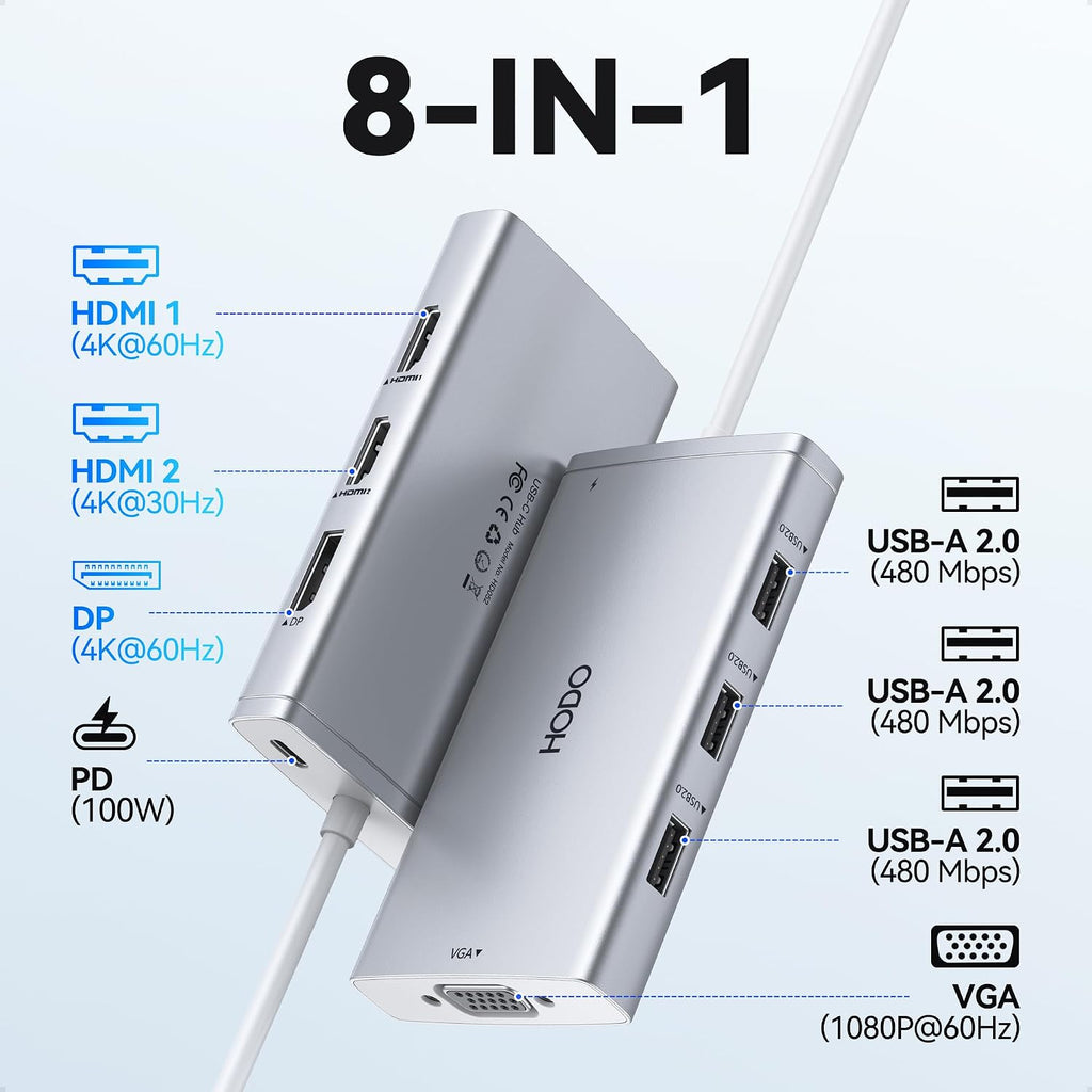 USB C Docking Station Dual Monitor for HP,Laptop Docking Station 3 Monitors - Image 2