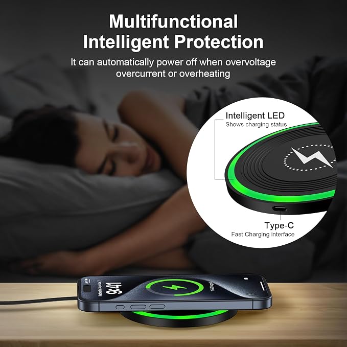 Android Wireless Charger Fast Charging Pad for Motorola Edge/Razr 2026 2025 2024,Moto G Stylus/Power 2025,Razr 50 Ultra,Wireless Samsung Phone Charger Station 15W for Galaxy S24/S23 with QC Adapter - Image 3