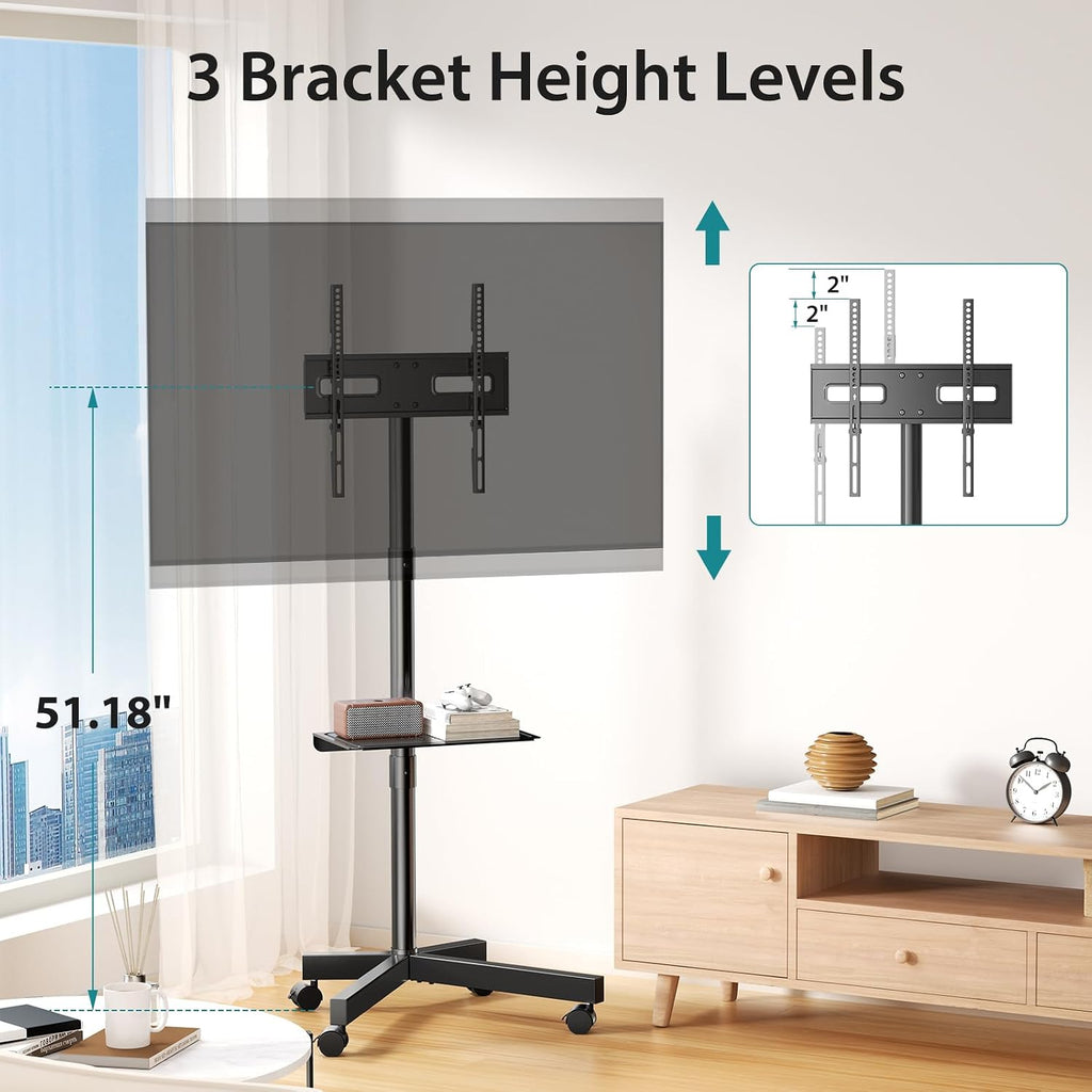 OLIXIS Rolling TV Stand with Wheels, Portable TV Cart for 23-60 Inch Screen - Image 9