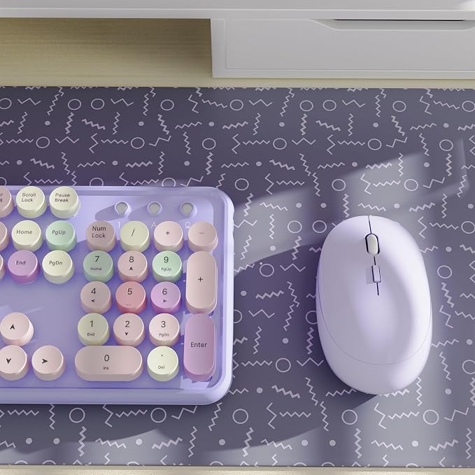 Colorful Wireless Keyboard and Mouse Combo Purple Colorful | Full-Sized Office Keyboard with Typewriter Flexible Keys, 2.4GHz Dropout-Free Connection, Optical Mouse for PC Laptop - Image 4