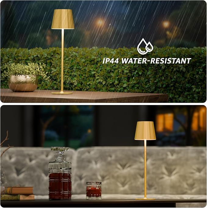 uuffoo 3 Pack Cordless Table Lamp Rechargeable 5000mAH Battery Operated Lights Touch Control LED Portable Desk Lamps 3 Color Dimming for Outdoor Coffee Bedroom Kitchen (Gold) - Image 5