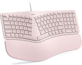 Nulea RT05C Wired Ergonomic Keyboard, Split Keyboard with Cushioned Wrist Rest, Adjustable Tilt Legs, Plug and Play, USB Corded, Compatible with Windows/Mac (Pink) by Nulea