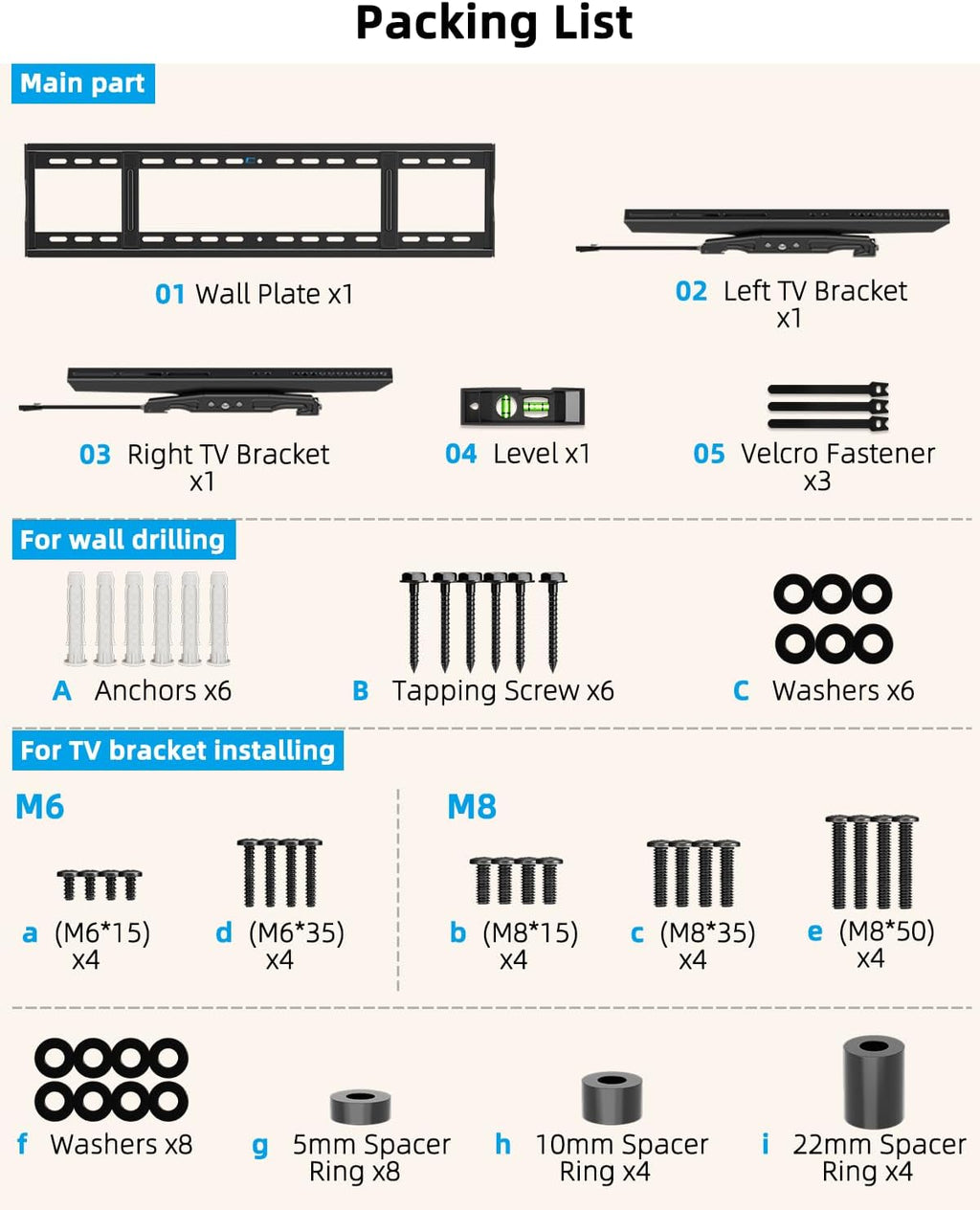 HOME VISION Heavy Duty Tilting TV Wall Mount for 65-150" TVs to 264 lbs - Image 9