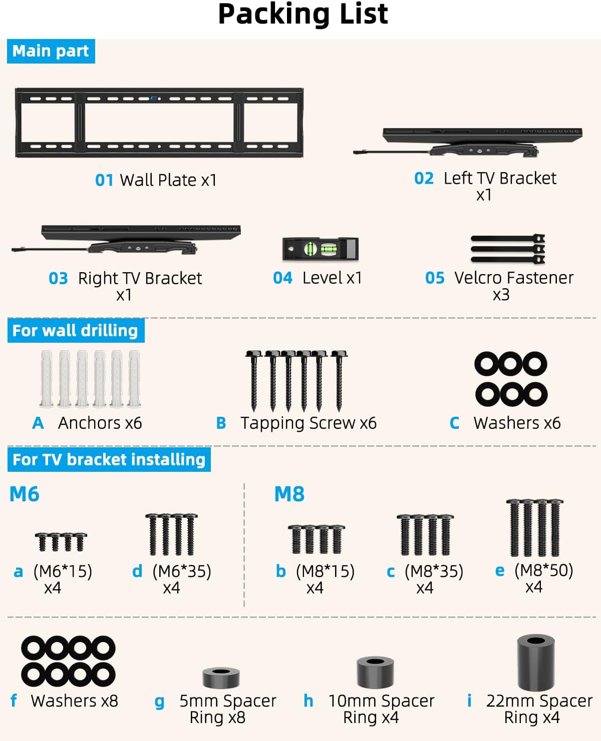 HOME VISION Heavy Duty Tilting TV Wall Mount for 65-150" TVs to 264 lbs - Image 9