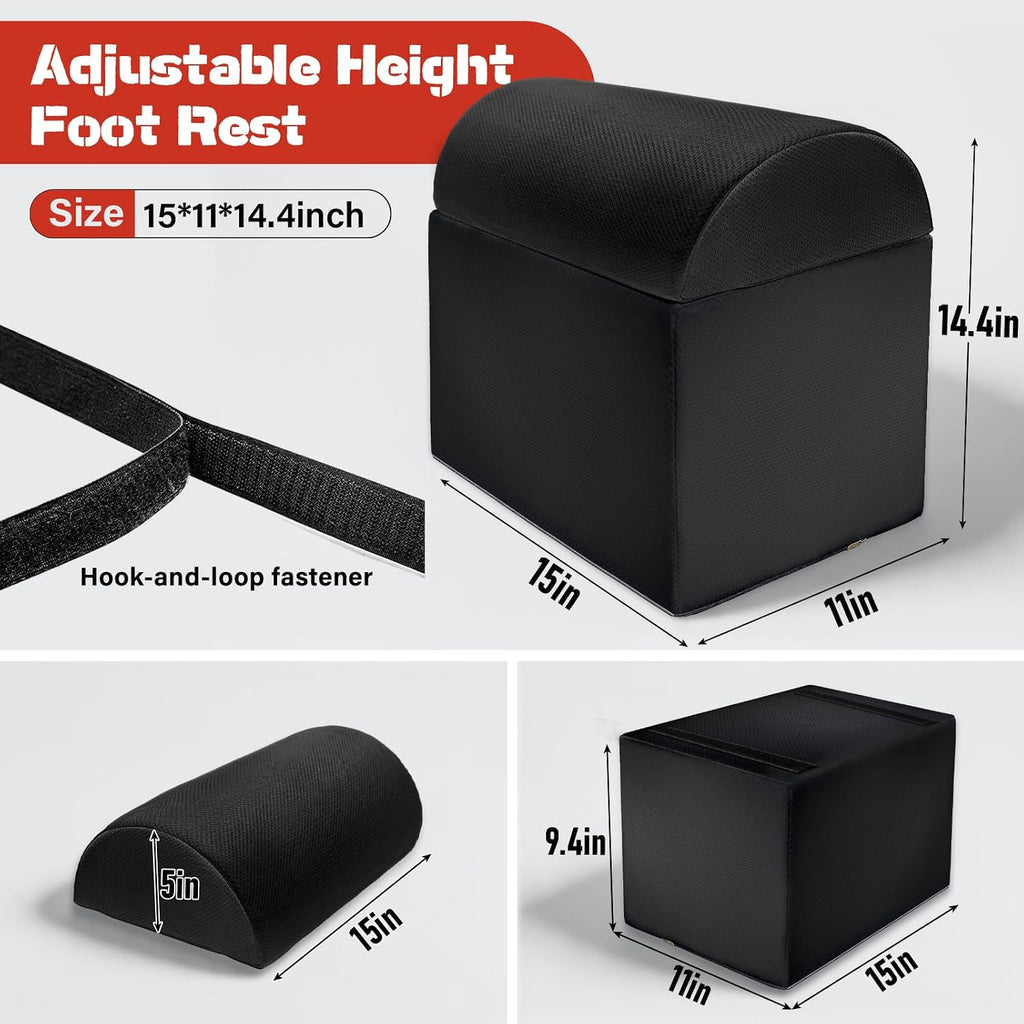 Adjustable Footrest for Under Desk at Work Ergonomic Foot Rest with 3 Adjustable Height Foot Stool for Under Desk Office Footrests with Removable Washable Mesh Cover, Black - Image 2