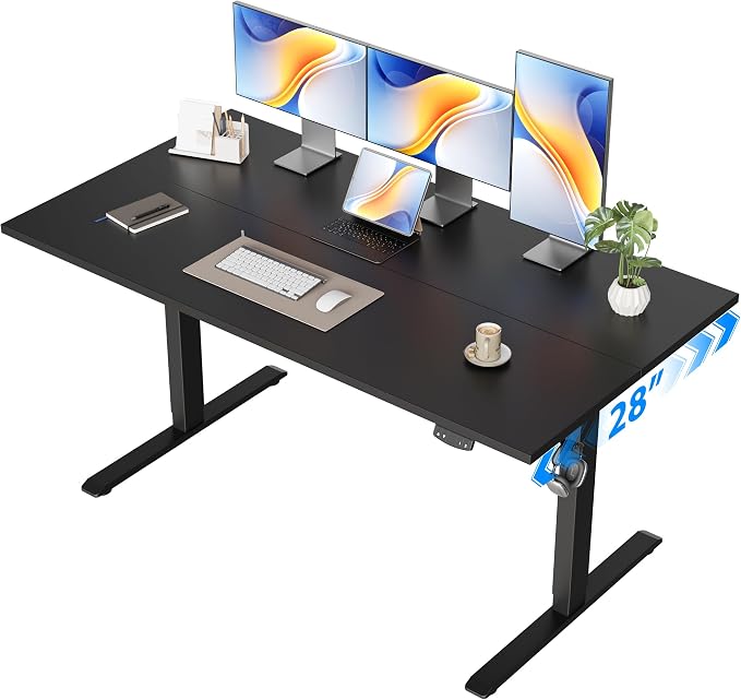 Agilestic 55 * 28 Inch Height Adjustable Electric Standing Desk, Black | Sit Stand Up Computer Desk, Extra Wide desktop, Memory Presets, Stable Steel Frame,154 lbs, Easy Assembly, Splice Board by Agilestic