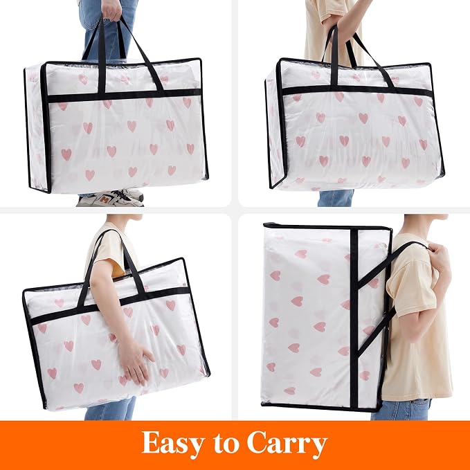 Lifewit 60L Clear Clothes Storage Bags,Plastic Foldable Blanket Storage Bag | 20 Pack Vinyl Foldable Moving Bags with Zipper, Closet Organizers and Storage Containers for Bedding, Duvet, Comforter - Image 5