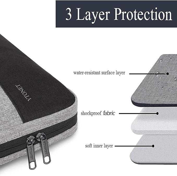 Ytonet Laptop Case 16 inch, 15-15.6 Inch TSA Laptop Sleeve Computer Bag | Water Resistant Computer Case Carrying Cover Compatible for MacBook Pro, Acer, Lenovo, HP, Dell, Gifts for Men Women, Grey - Image 2