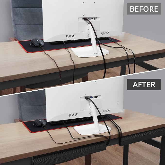 Cable Management Under Desk, 32in (2x15.75in) J Channel, Self Adhesive Cable Raceways Channel, Easy to Install Cord Cover Hider Desk Cord Organizer Electrical Black - Image 4