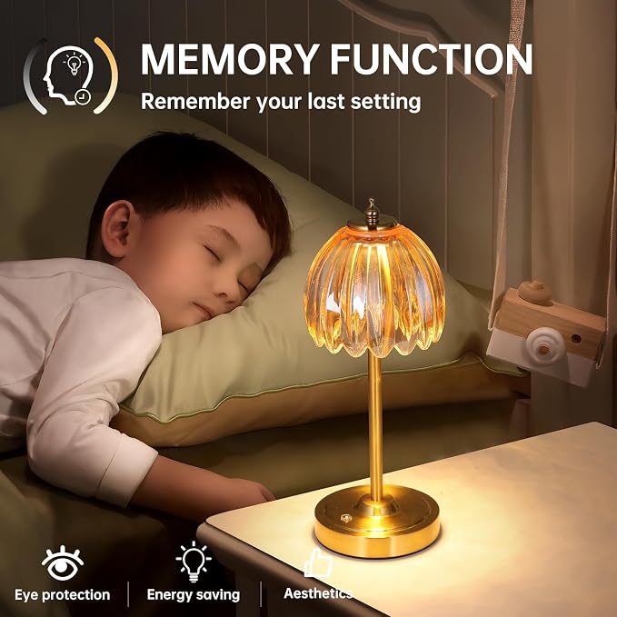 Shenmoyl Tulip Table Lamp with 5000mAh Battery & Touch Control, Cordless Table Lamp with 3 Colors, Dimmable Rechargeable Table Lamps for Bedroom, Nightstands, Living Room, Entryways (Amber Tulip) - Image 6
