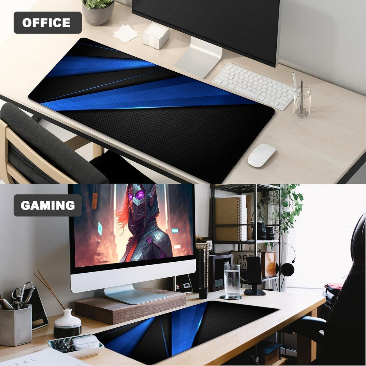 Desk Pad Large Gaming Mouse Pad Extended Keyboard Mouse Mat,Black Blue - Image 7