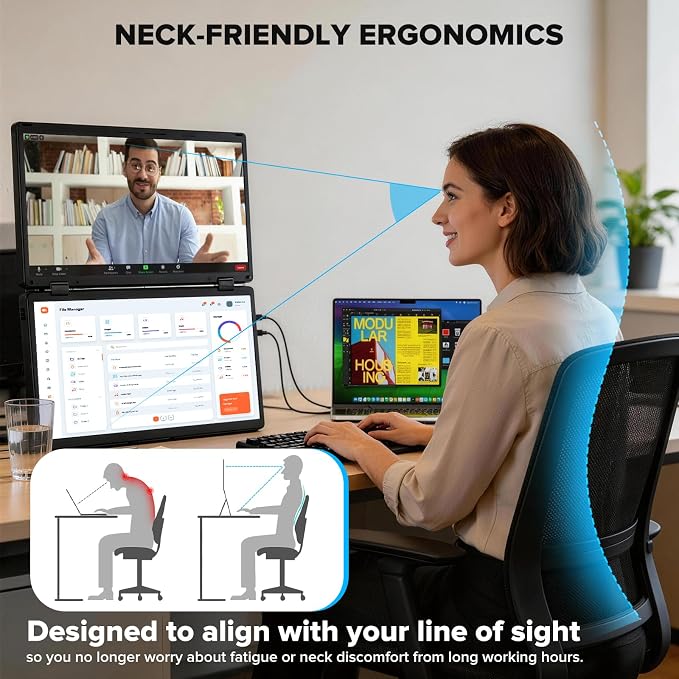 SMISEACOW Laptop Screen Extender 15.6" IPS 1080P Triple Portable Monitor for Laptop MacBook Surface PC Xbox PS5,Travel Monitor Second Screen for Laptop, HDMI USB-C VESA Compatible Built-in Speaker - Image 8