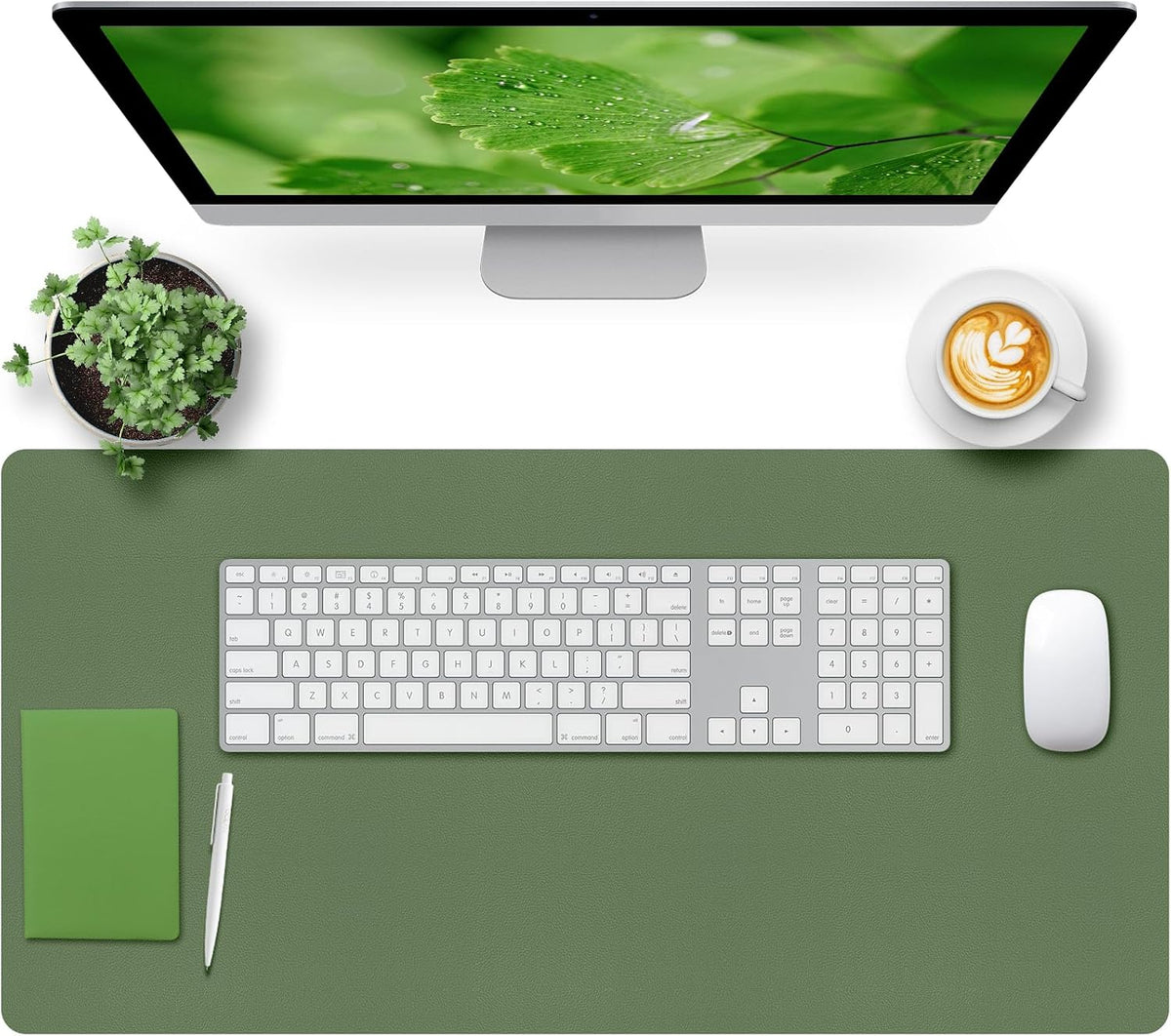 Green Desk Mat, Desk Matt for Desktop, Large Leather Desk Pad, Desk Pad Mat Waterproof, Computer Mat for Office/Home/Decor/Desk Protector(31.5 x 15.7 Inches) by Bloss