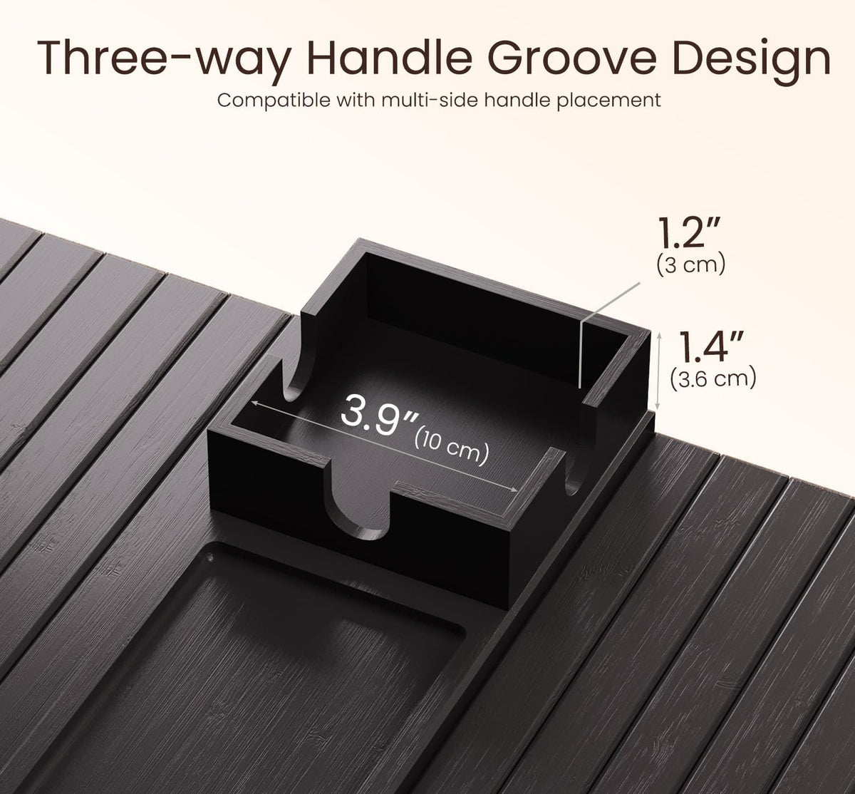 Fibogollo Bamboo Foldable Sofa Arm Tray with Square Cup Holder（Black） - Image 6