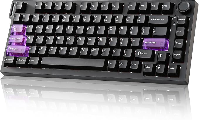 YUNZII RT75 PRO Dual 8K Wireless Gaming Keyboard (Black,Red Switch) | Hall Effect Magnetic Switches & 128KHz Scan Rate,BT/USB-C/2.4G, RGB, Hot-Swappable, CustomizableTGL/SOCD/DKS/MT for Gamers by YUNZIIMECHANICALKEYBOARD