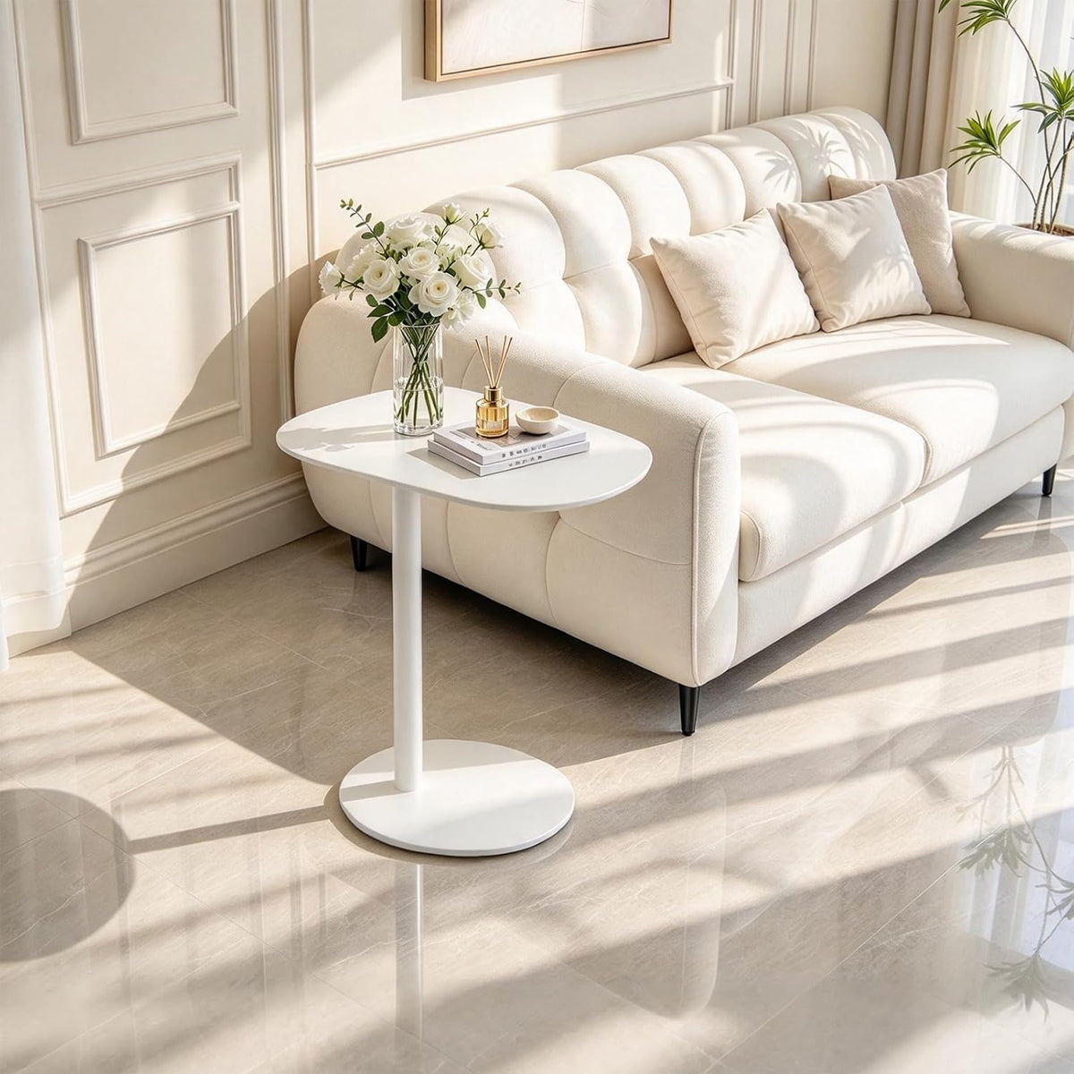 C Shaped End Table Small Side Table Living Room, Metal Coffee Accent Table - Image 4
