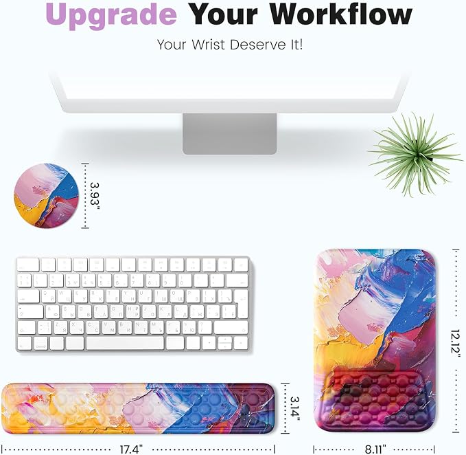 Ospelelf Ergonomic Wrist Rest for Computer Keyboard Pad, Large Arm Rest Wrist Support for Mouse, Relieve Wrist Pain, Multicolored - Image 3