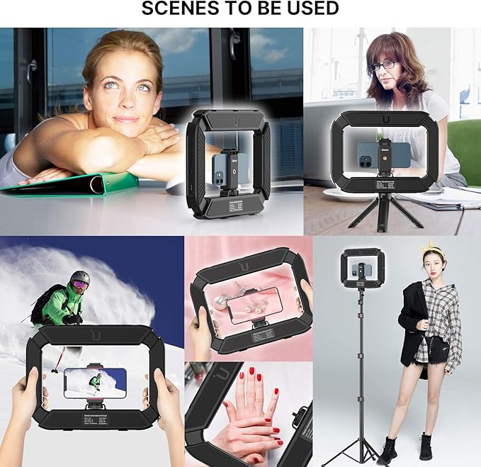 ULANZI U200 Phone Video Rig with Light & 3 Cold Shoes for Video Recording | 2500-8500K Bi-color 8000mAh 4 Adjustable Light Surfaces Handheld Selfie Ring Light Cell Phone Stabilizer for Photo/Video/Vlog - Image 3