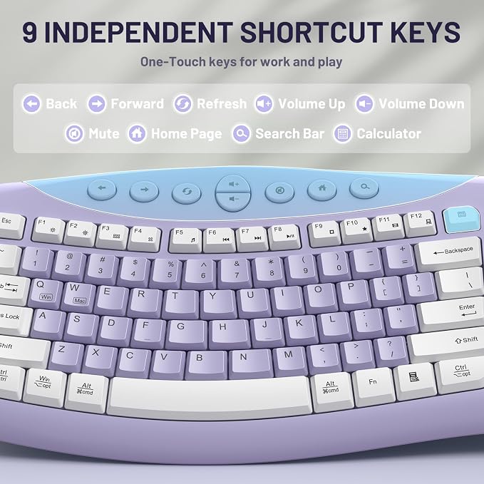 Wireless Keyboard and Mouse Combo Silent Ergonomic Curved Design for Office | 2.4G Full Size Cordless Keyboard with Tilt Legs,3-Level DPI Quite Mouse for Windows,Mac OS/Desktop/Laptop/PC - Image 6