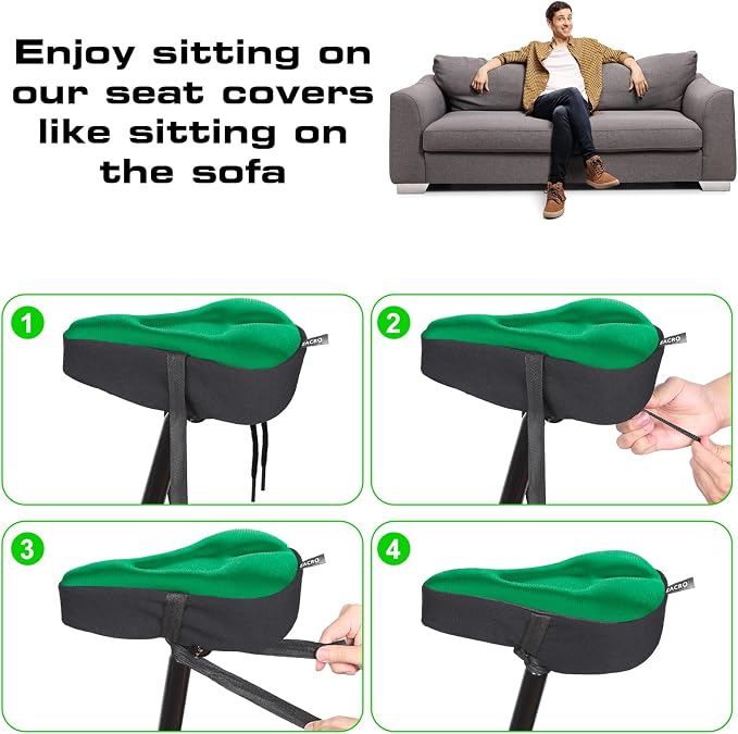 Zacro Bike Seat Cushion - Gel Padded Bike Seat Cover for Men Women Comfort, Extra Soft Exercise Bicycle Seat Compatible with Peloton, Outdoor & Indoor Bike Saddles - Image 6
