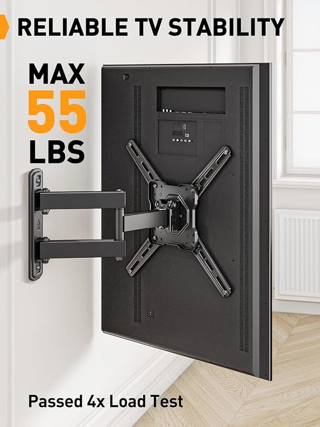 Perlegear Full Motion TV Wall Mount for Most 26–50 Inch TVs, Max VESA 300 x 300mm, TV Monitor Wall Mount Bracket with Rotation, Swivel, Tilt, Extension and Leveling Adjustment, Holds up to 55 lbs - Image 3