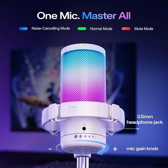 MAONO DGM20 USB Gaming Microphone for PC with Clear Voice & RGB Lighting | Noise Reduction, Tap-to-Mute, Gain Control and Plug & Play for Discord, Streaming, Podcasting, Chat and PS5/PS4 Gaming - Image 5