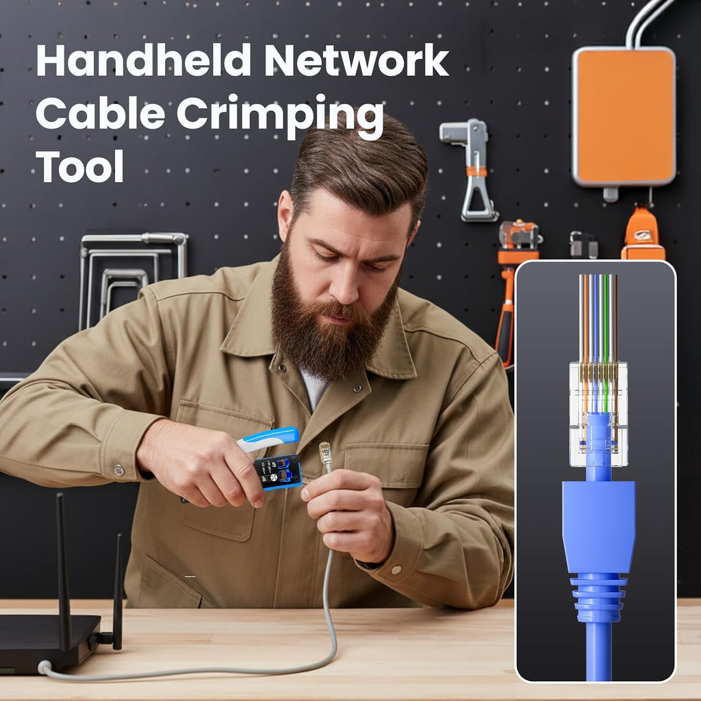 RJ45 Crimp Tool Kit Pass Through, Ethernet Crimping Tool for Cat5/5e/6/7, Includes 50-Pack Cat6 Pass Thru Connectors and 50-Pack Boots - Image 6