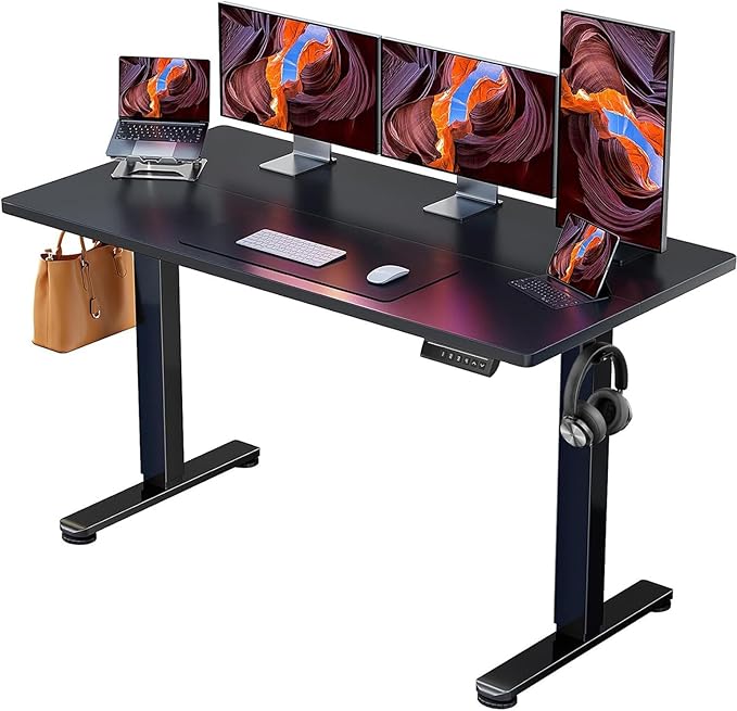 ErGear 55 x 28 Inches Height Adjustable Electric Standing Desk, Sit Stand up Desk, Memory Computer Home Office Desk, Black by ErGear