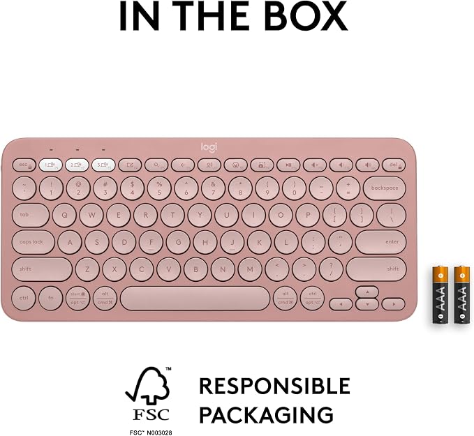 Logitech Pebble Keys 2 K380s Keyboard, Bluetooth, Wireless - Tonal Rose | Multi-device, customizable shortcuts, slim and portable, Easy-Switch for Windows, macOS, iPadOS, Android, Chrome OS - Image 10
