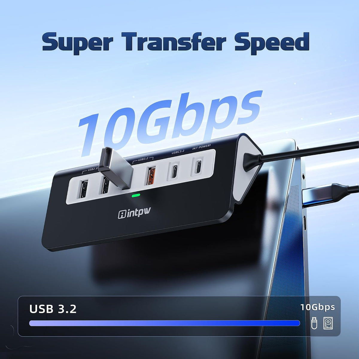 USB C Hub 9-in-1, 28° Ergonomic Aluminum Hub, 10Gbps, HDMI 4K@60Hz - Image 2