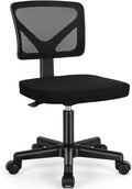 Sweetcrispy Small Armless Desk Chair, Mesh Rolling Office Chairs | Adjustable Ergonomic Lumbar Support, Low-Back, Swivel Wheels, Home Work, Bedroom, Study, Student, Adults, Classic Black by Sweetcrispy