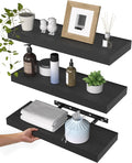 WALI Floating Shelves for Wall, 3 Tier Bathroom Storage Shelf Over Toilet, for Bedroom Bookshelf, Living Room Decor, Kitchen, Nursery, Laundry, Soundbar Floating Shelf Mount Under TV (CS103L), Black by WALI