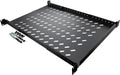 Vented 4-Post Shelf, Adjustable, Black, 650 mm Depth, 1U, 242 lbs, Cold Rolled Steel, CE Compliant by NavePoint