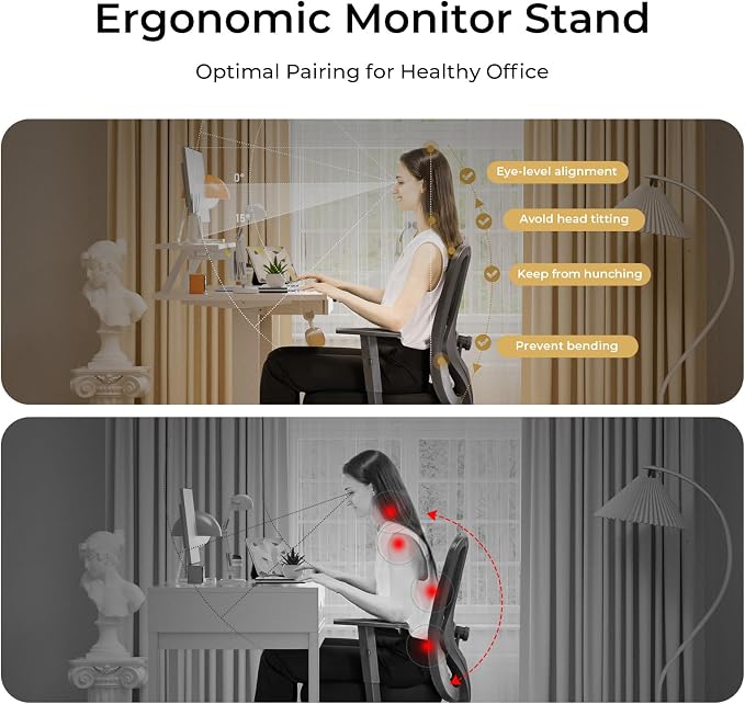 COMHOMA Electric Standing Desk with Drawers, 48 x 24'' Sit Stand up Desk with Monitor Stand, Laptop Stand, Height Adjustable Ergonomic Home Office Computer Desk with Memory Preset Controller - Image 6