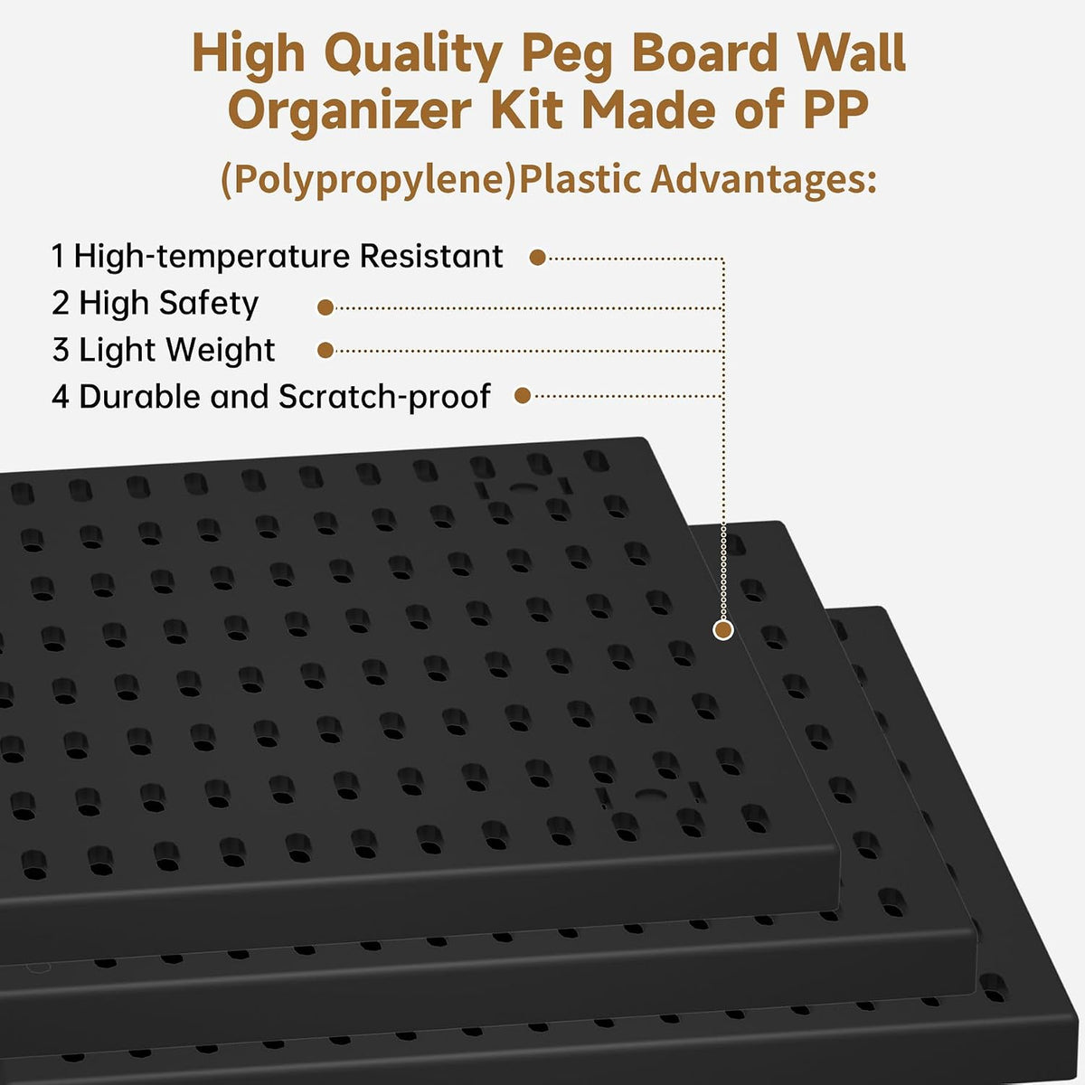 4 Pack Black Pegboard Panels Kit Wall Organizer and 22 Accessories - Image 5