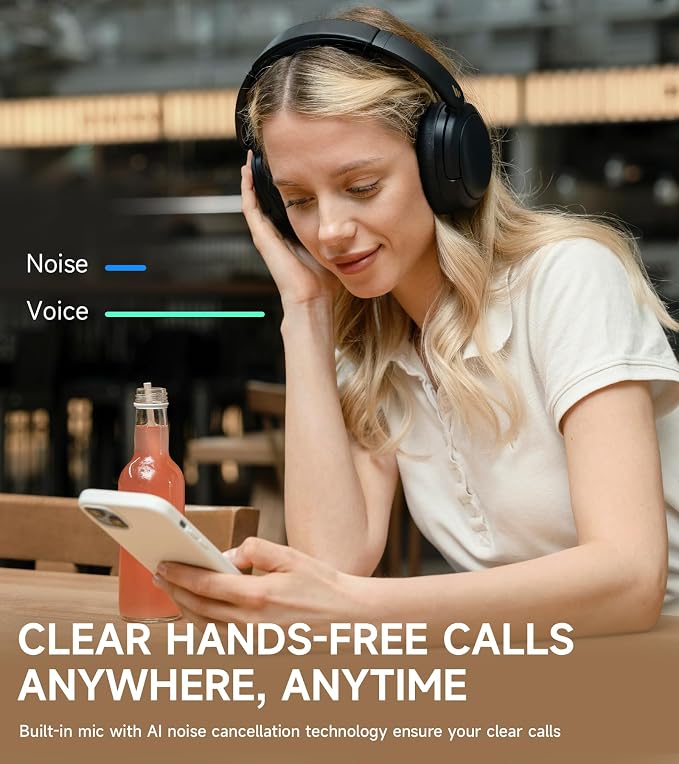 Edifier W800BT Pro Hybrid Active Noise Cancelling Headphones - Hi-Res Audio - AI Call Noise Cancellation - 45H Playtime - Fast Charging - Foldable - Wireless Over-Ear Bluetooth 5.4 Headphones - Black | Bluetooth 5.4, Hi-Res Audio, AI Call Noise Cancell... - Image 4
