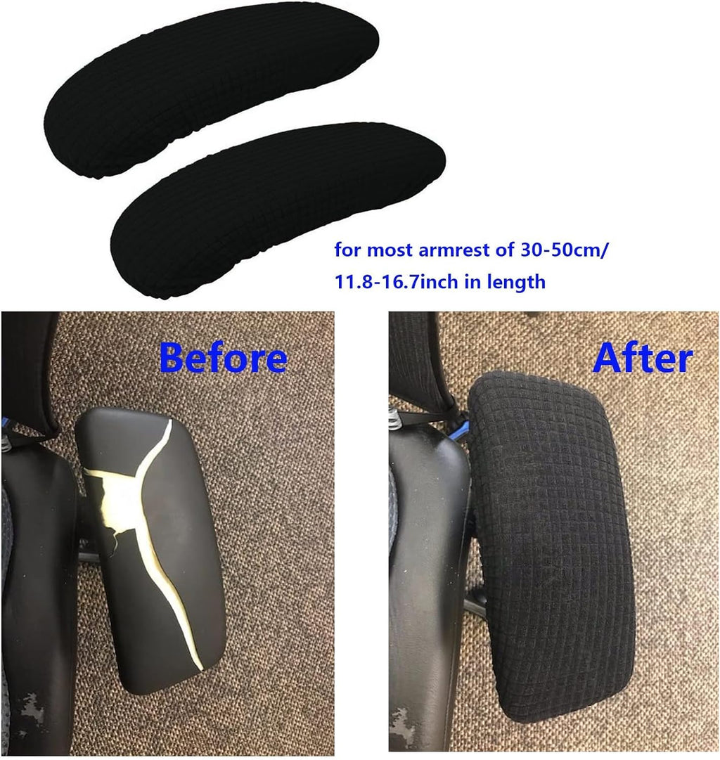 Office Chair Arm Covers,Office Chair Arm Rest Cover Gaming Chair Armrest Covers Office Removable Arm Rest Covering Elastic Chair Armrest Cover (Black, 2Pcs/Set (10-13) x (2-4) x 1.9 inches) - Image 2