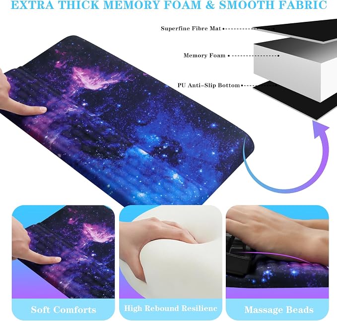 Computer Keyboard Stand with Wrist Rest, Ergonomic Tilted Keyboard Holder - Keyboard Riser with Wrist Pad - Keyboard Tray Support for Office Home - Black Starry Night - Image 5