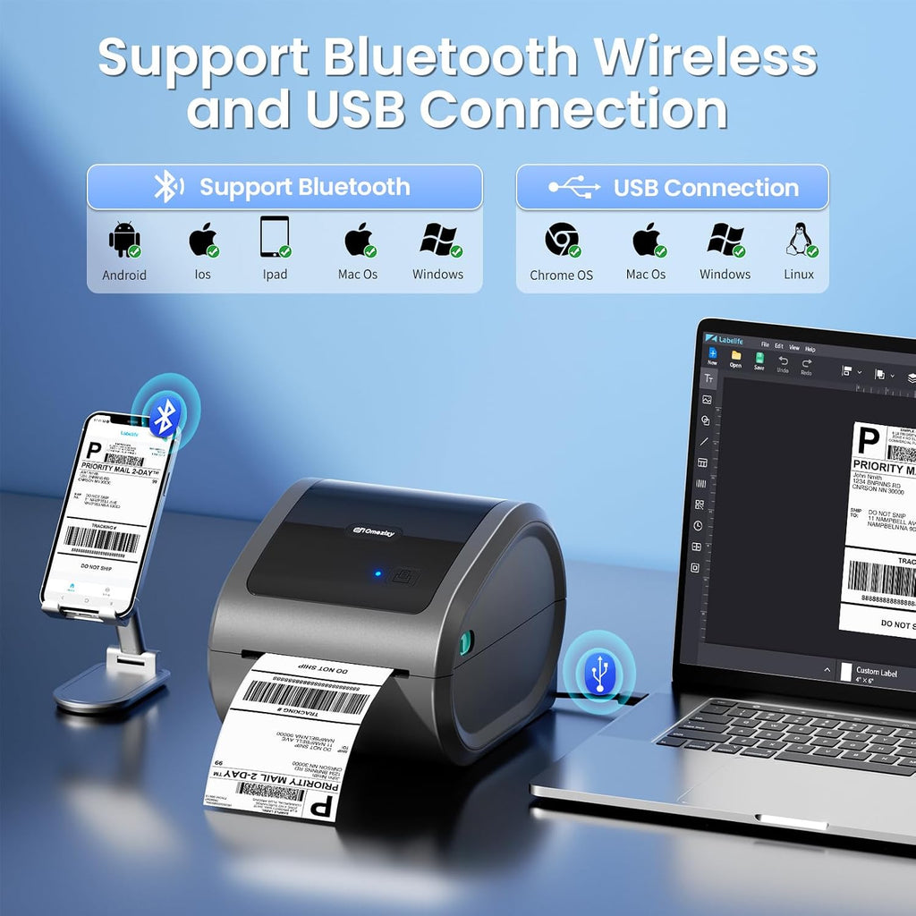 Bluetooth Shipping Label Printer with 500pcs Labels - Image 2