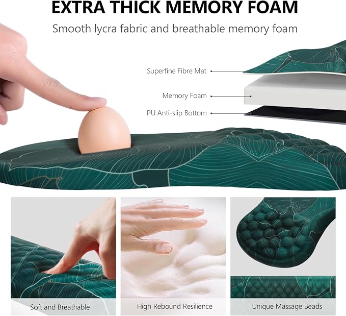 Ergonomic Mouse Pad with Wrist Support and Keyboard Wrist Rest Set | Memory Foam Wrist Cushion, Non-Slip PU Base, Massage Design, Relieves Wrist Pressure for Work, Gaming & Office Use - Image 3