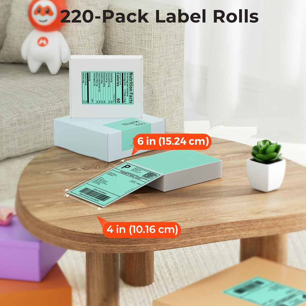 MUNBYN 4x6 Green Thermal Labels for Shipping Boxes, 220 Sheets/Stack - Image 2