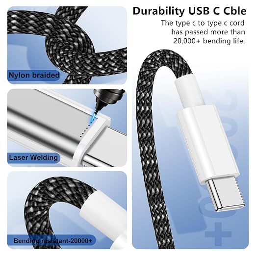 USB C to C Charger Cable 10ft, 60W Type C to C Fast Charging Cable Cord Long for Apple iPhone 17 Pro Max/17 Air/16 Pro Max/16 Pro/15 Plus/15 Pro Max/MacBook 2021/2020/2019,iPad Pro/Mini/Samsung Galaxy - Image 4