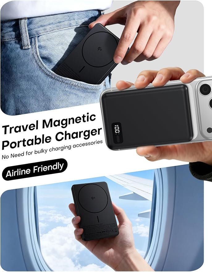 for Magsafe Power Bank Portable Charger 10000mAh Qi2 for iPhone 12-17 | Magnetic USB C Battery Pack, PD 20W Ultra Fast Charging - Image 7