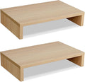 TEAMIX Wood Monitor Stand Riser-2 Packs, Maple | Holds 80Lbs, Stacked/Separate Adjustable Use, 2 Tier Adjustable, Fits laptop, TV, PC. For Home Office, Gaming by TEAMIX