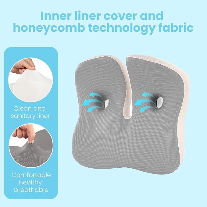 Seat Cushion, Memory Foam for Sit Bone and Back Pain Relief | Dual-Hole Ventilation, Coccyx,Sciatica and Tailbone Hip Relief ,Posture Support ,Office Chair and Car Seat,Home Use - Image 5