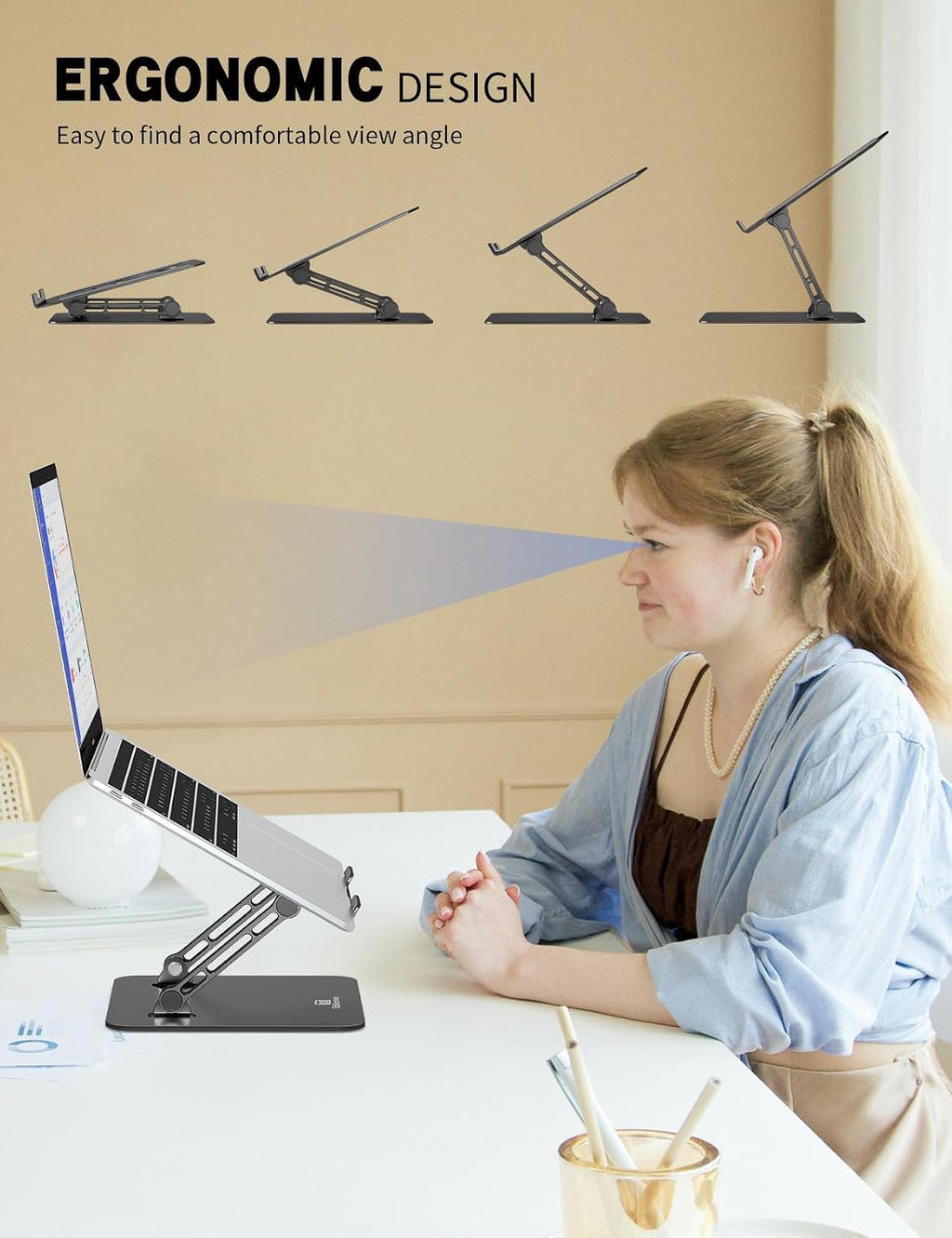 Z-Shaped Laptop Stand for Desk Fits 10"-16" Notebook, Black - Image 2