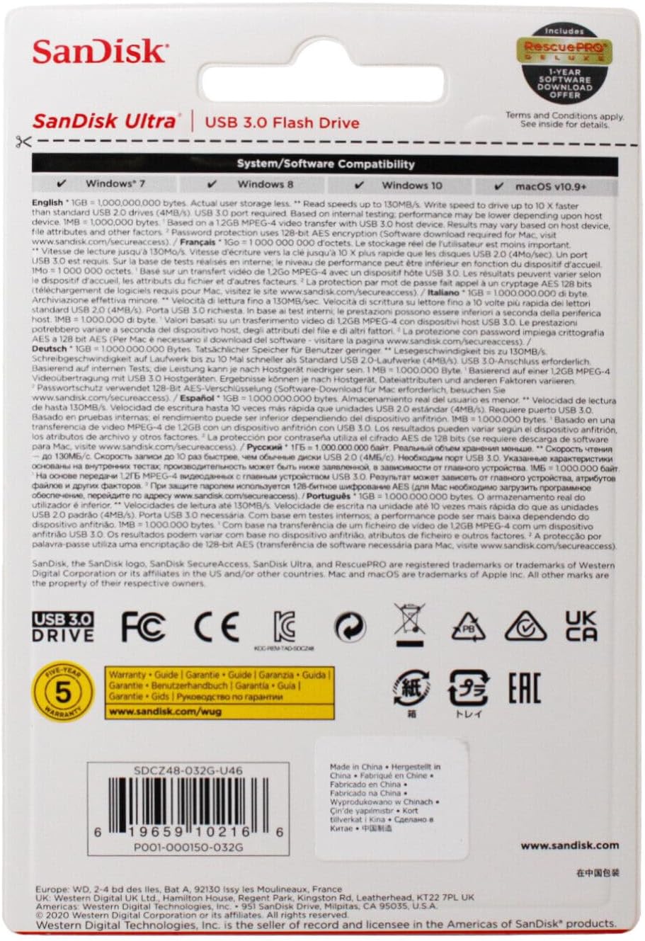 SANDISK 32GB Ultra USB 3.0 Flash Drive - SDCZ48-032G-UAM46, black - Image 4
